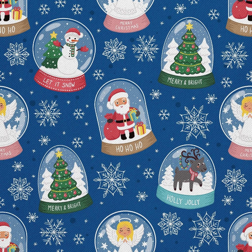 OUTDOOR DEKOSTOFFE OXFORD - Motiv Weihnachtsschneekugeln