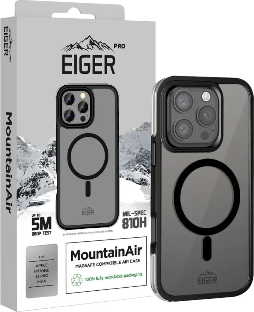 Coque iPhone 16 Pro Max anti-rayures Eiger EGCA00657 Noire et Transparente - 2