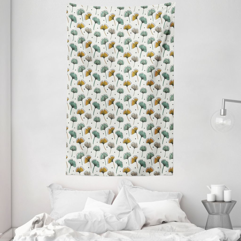 ABAKUHAUS Gingko Wandteppich und Tagesdecke, Floral Herbst Entwurf aus Weiches Mikrofaser Stoff Waschbar ohne Verblassen Digitaldruck, 140 x 230 cm...