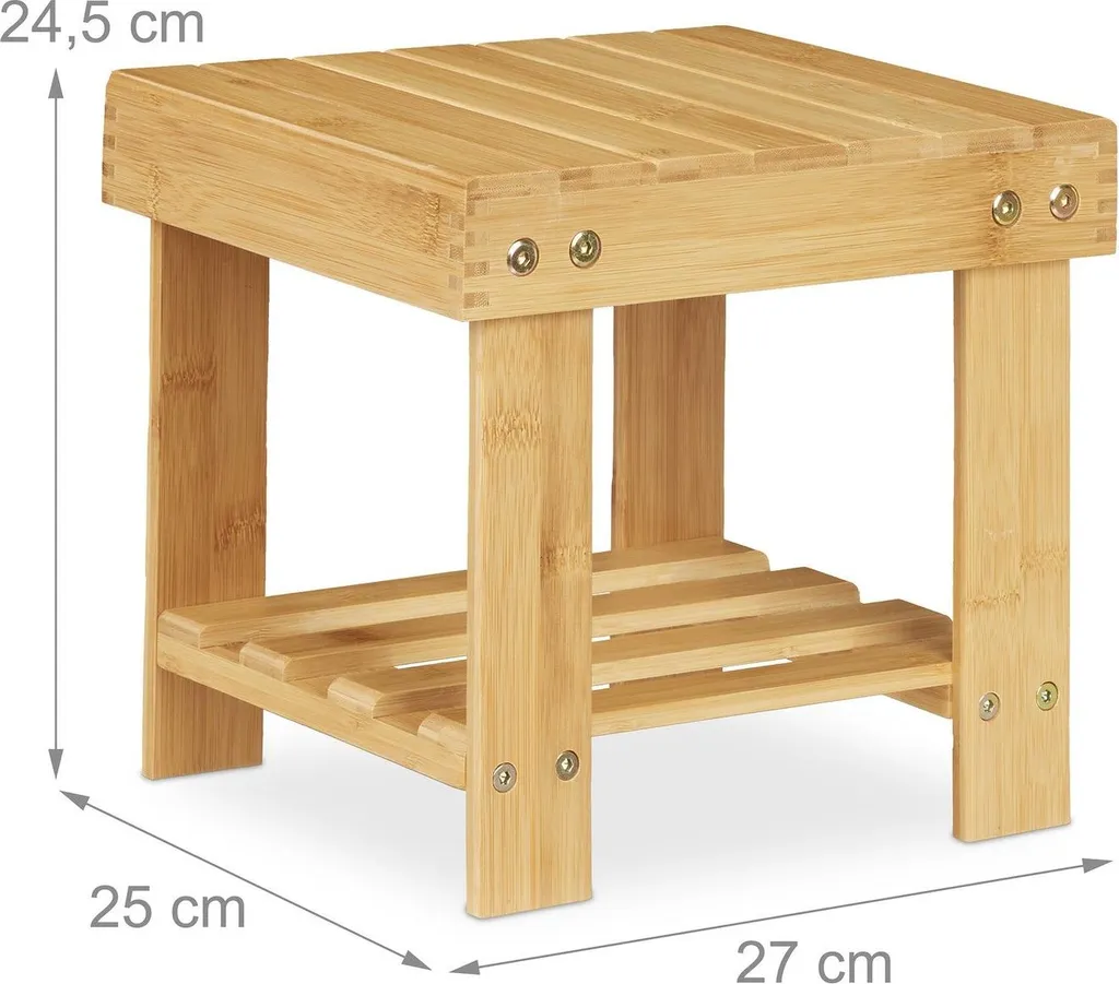 Banc d'appoint en bois de bambou véritable, petit tabouret polyvalent