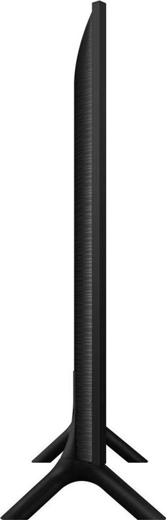 Side view of a black Samsung television on a stand.