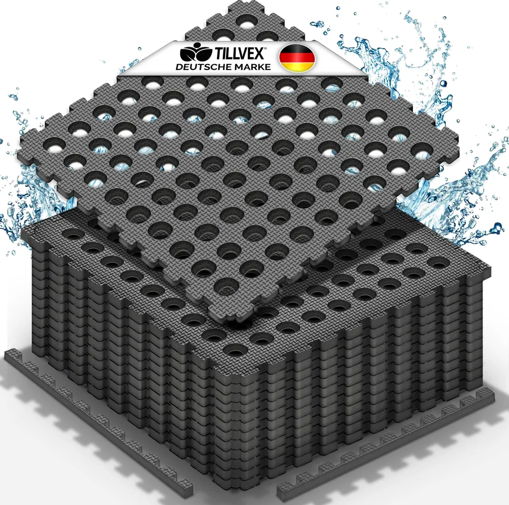 Protezione Pavimento Piscina tillvex | 24 Mattonelle 51x51cm Blu