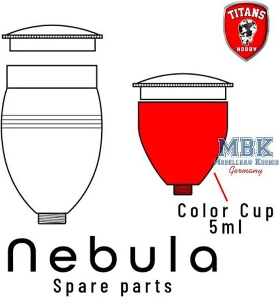 Godet 5 ml aérographe NEBULA TITANS HOBBY TTH058-29 en métal durable