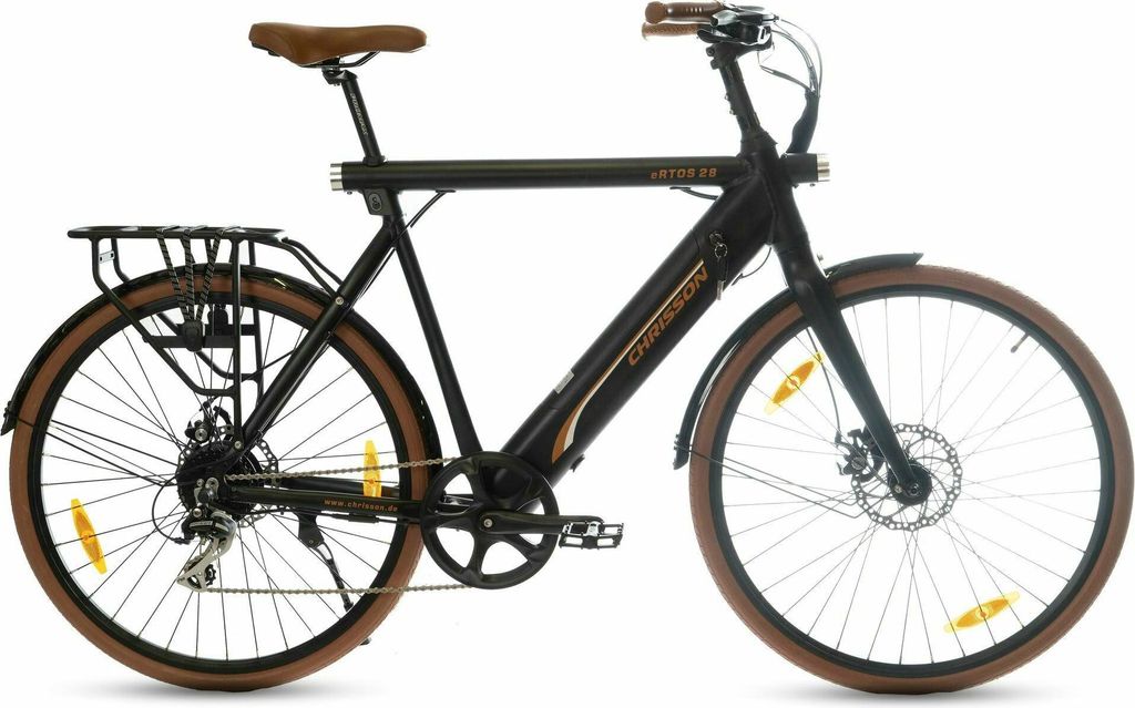 Chrisson Ertos28 Black Orange Matt 28" 506 Wh Diamant E-City Bike in Schwarz