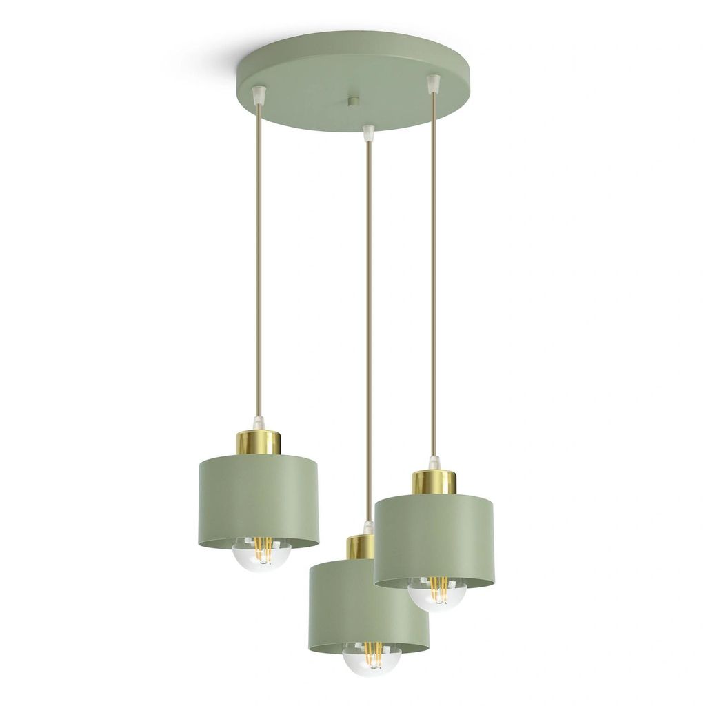 LUXOLAR 3-plamenová závěsná lampa šalvějově zelená zlatá – Obrázek produktu 
