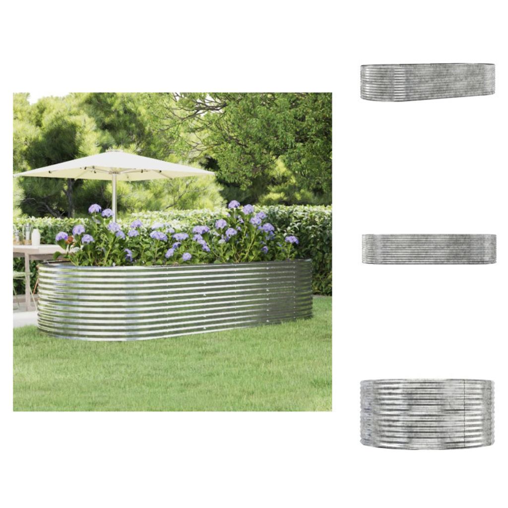 vidaXL Hochbeet Silbern 291x140x68 cm Pulverbeschichteter Stahl - Blumentöpfe & Pflanzgefäße
