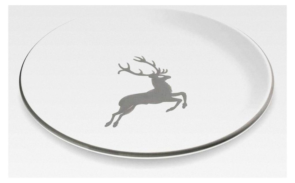 Dessertteller, Durchmesser 20 cm, Grauer Hirsch, handgefertigte Keramik aus Österreich
