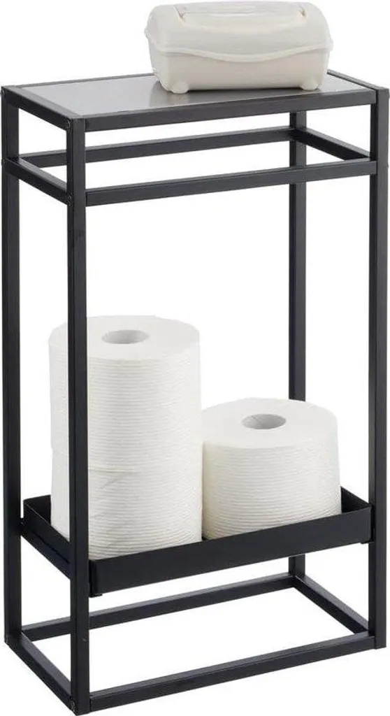 Support papier toilette noir mat en métal avec réserve 3 rouleaux XL