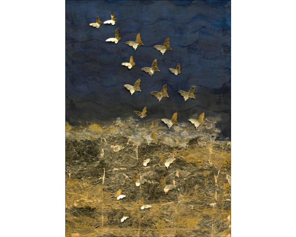 Leinwandbild Original Golden Butterflies II 70x100 cm