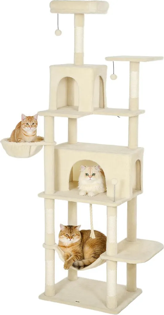 Grand arbre à chat XXL avec lit suspendu et plateformes de repos 202 cm