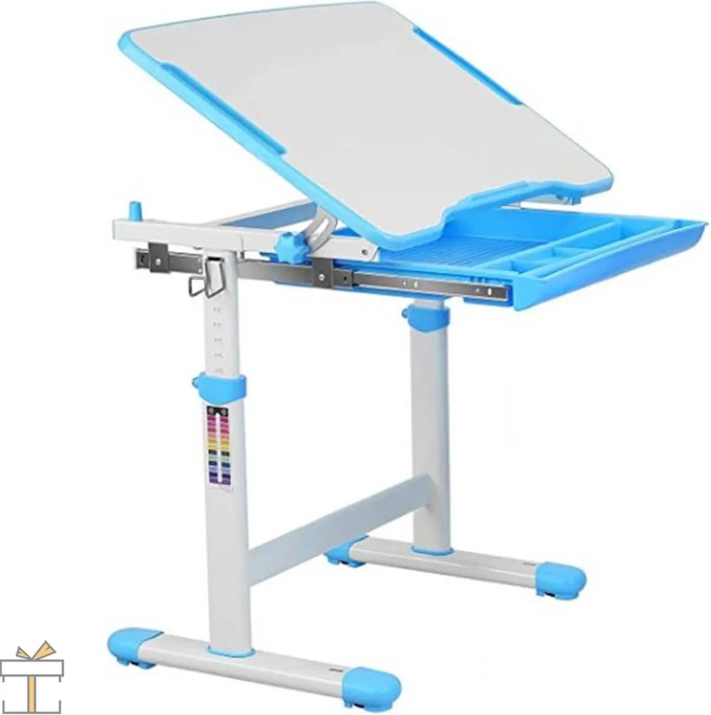 Bureau enfant Happyment bleu avec ensemble table et chaise réglable