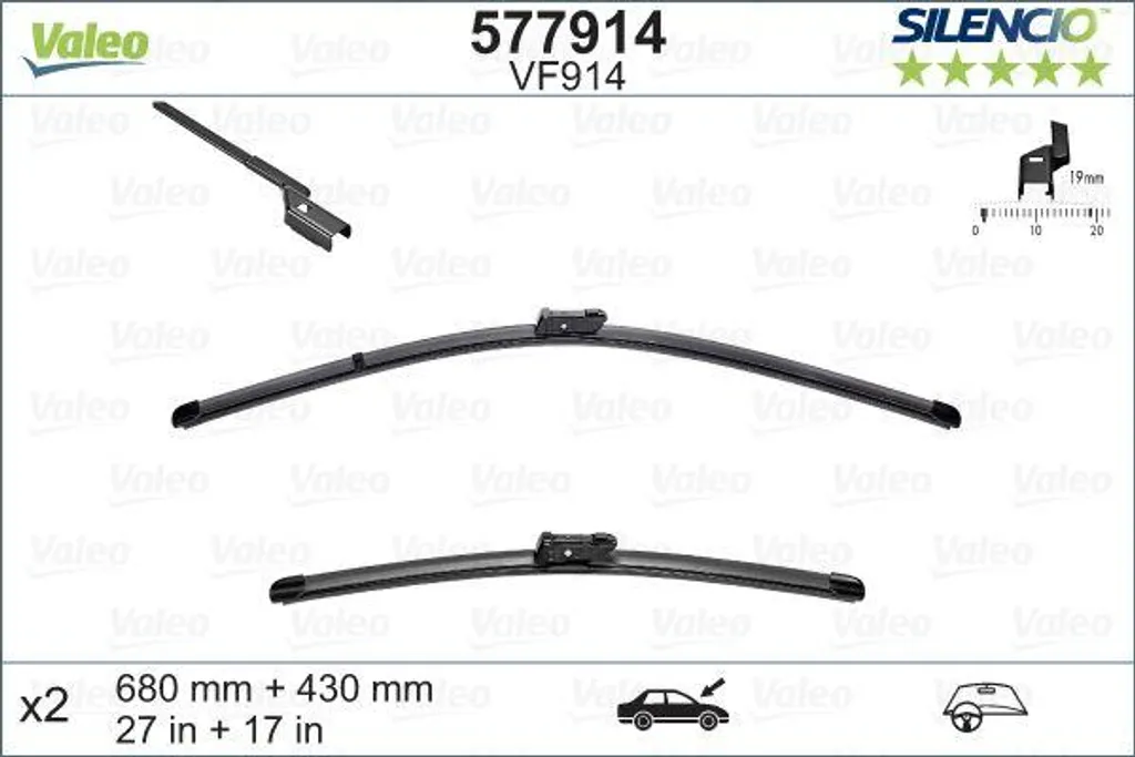 Valeo 577914 Balai d'essuie-glace OE T4N1186 pour XE XF et Model S
