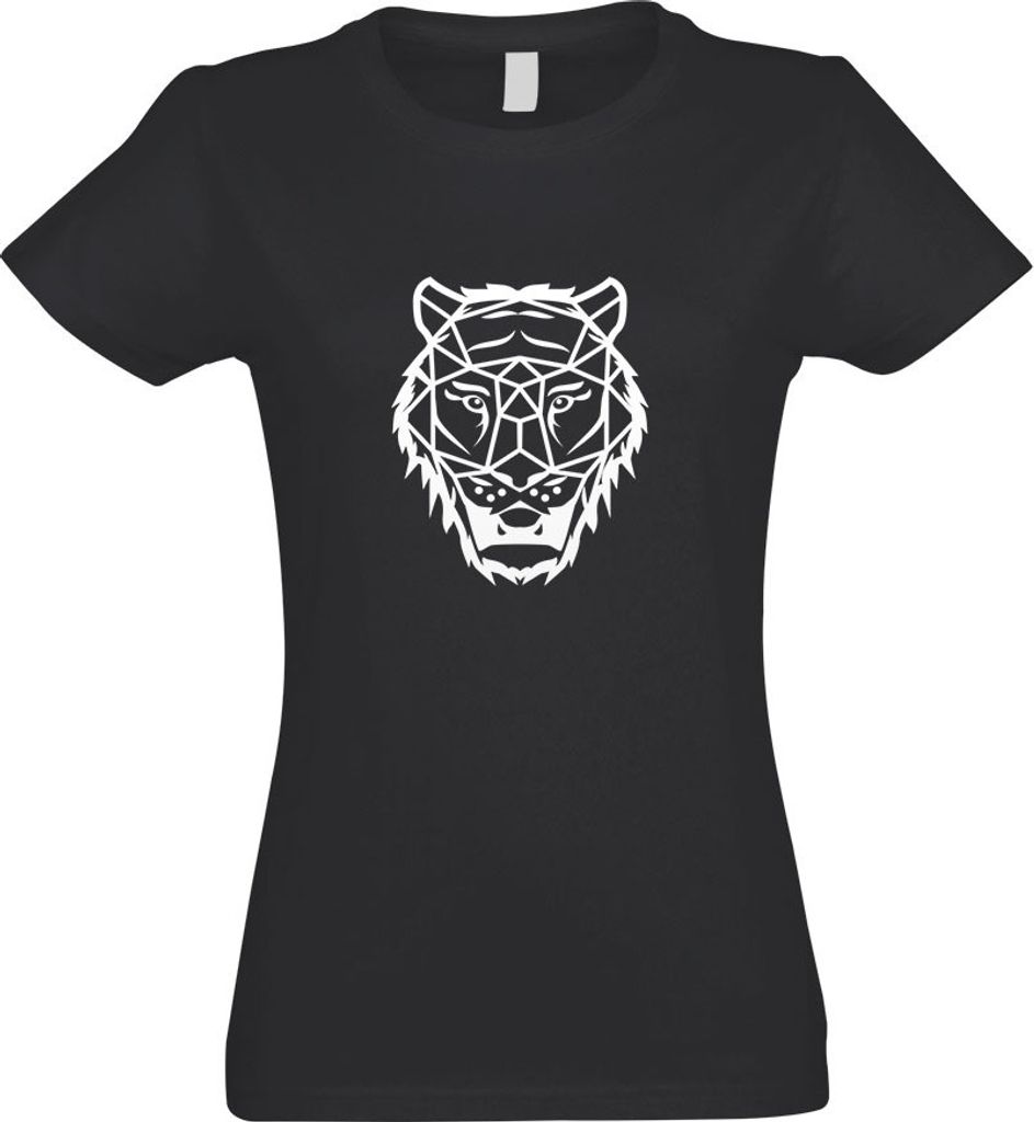 Kiwistar - T-Shirt tailliert - Damen - Graphit - Polygon Tiger Figur Tier Art - mit Motiv Bedruckt - Funshirt Design - Sport - Freizeit - Damen - M