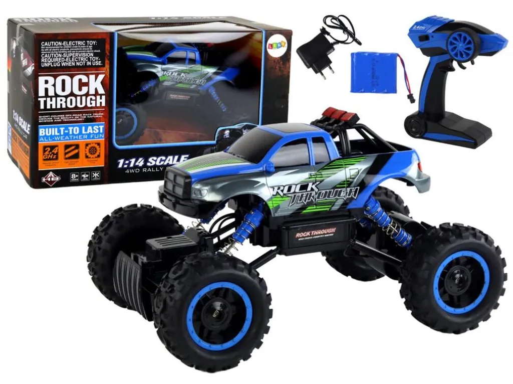 Voiture tout terrain bleue R/C 1:14 2.4G - Monster Truck Télécommandé