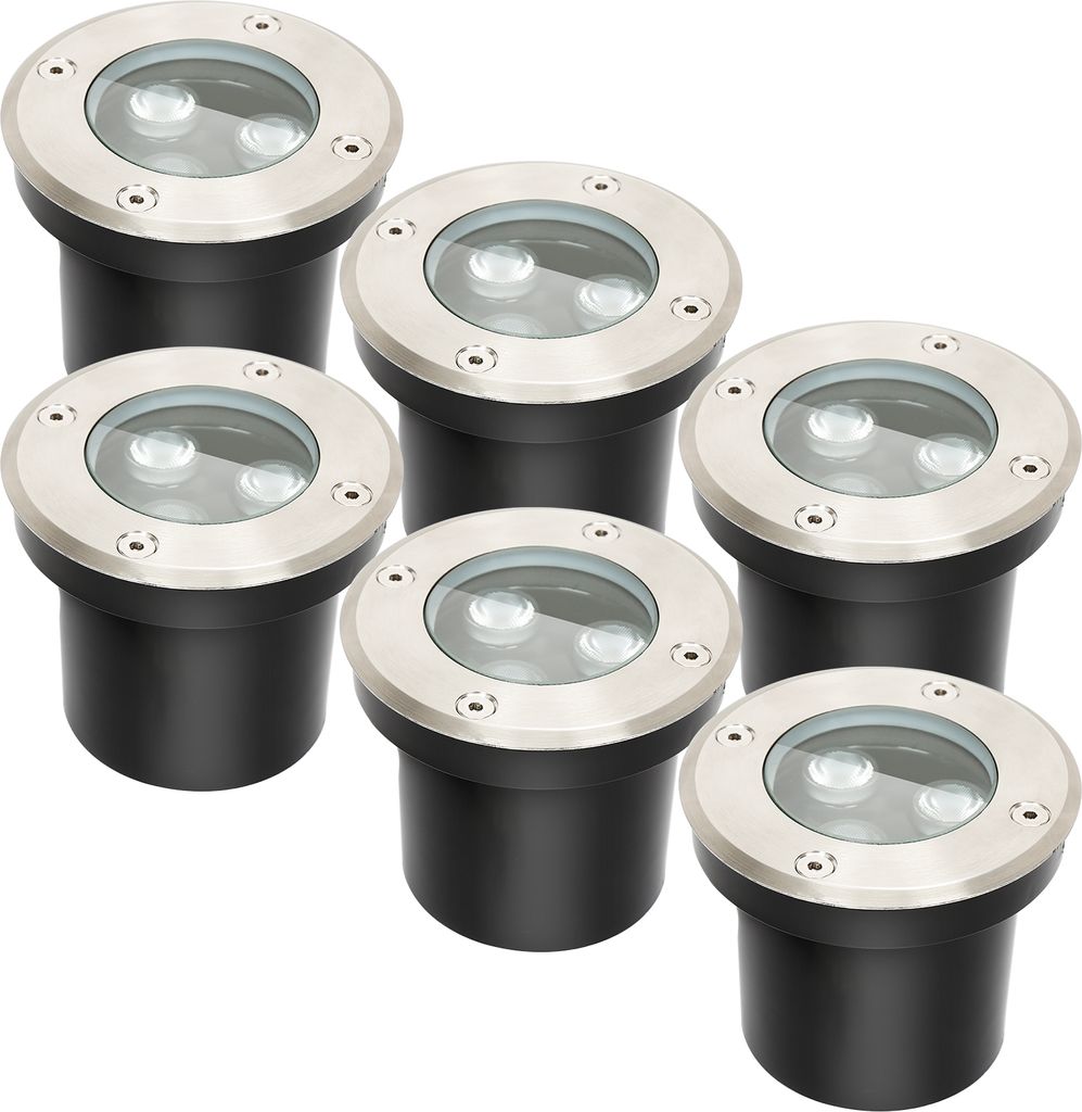 Bettizia 6x 3W Bodenleuchte IP65 Außen LED Leuchte Bodeneinbaustrahler Bodenstrahler Bodenlampe Warmweiß