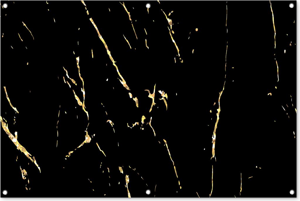 MuchoWow 120x80 cm Outdoor-Poster Gartendeko Sichtschutz Garten Poster für den Garten Marmor - Schwarz - Gold - Luxus