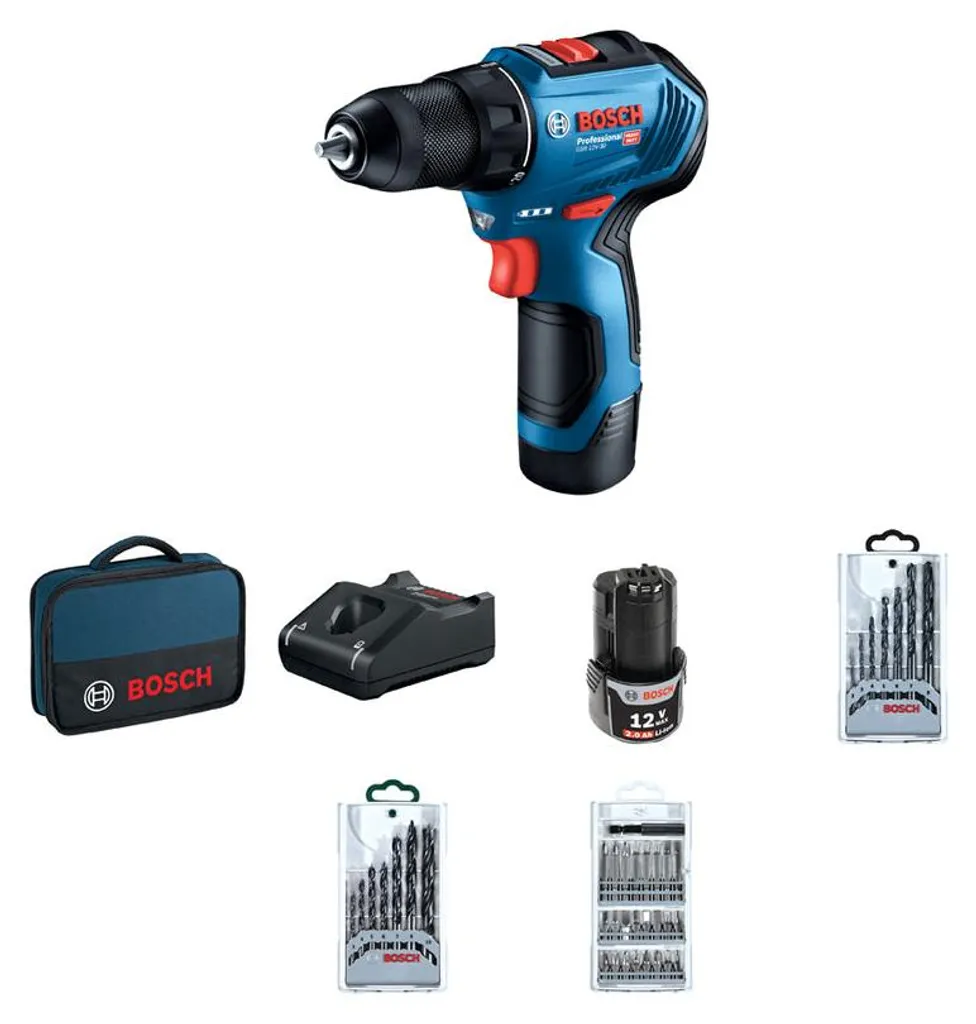 Perceuse visseuse 12V Bosch GSR 12V-30 Coffret Complet 39 Pièces Pro