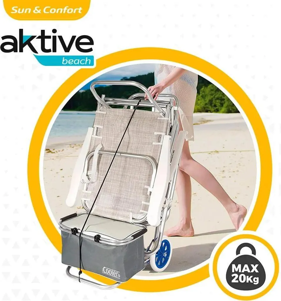 Chaise de plage active 52x37x105 cm Bleu et Gris pliable One Size