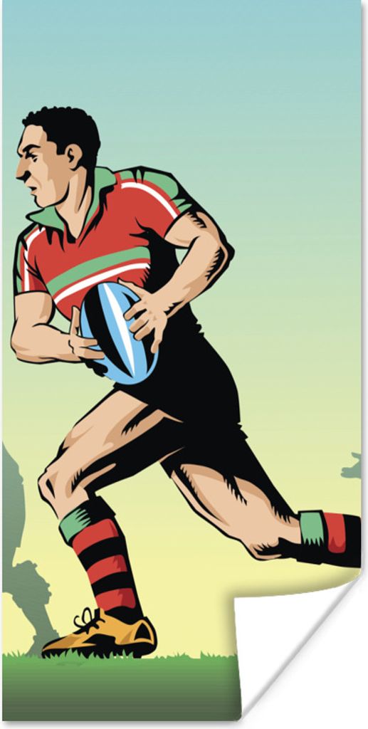 MuchoWow Poster Eine Illustration des Rugbyspiels 75x150 cm - Dekoration für die Wände