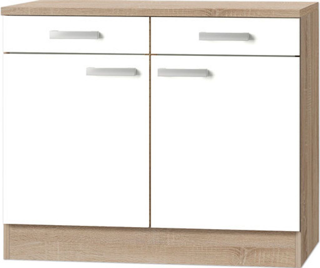 Optifit Unterschrank mit Schublade und Drehtür Zamora214 BxTxH 100 x 60 x 84,8 cm weiß matt zerlegt Anschlag reversibel