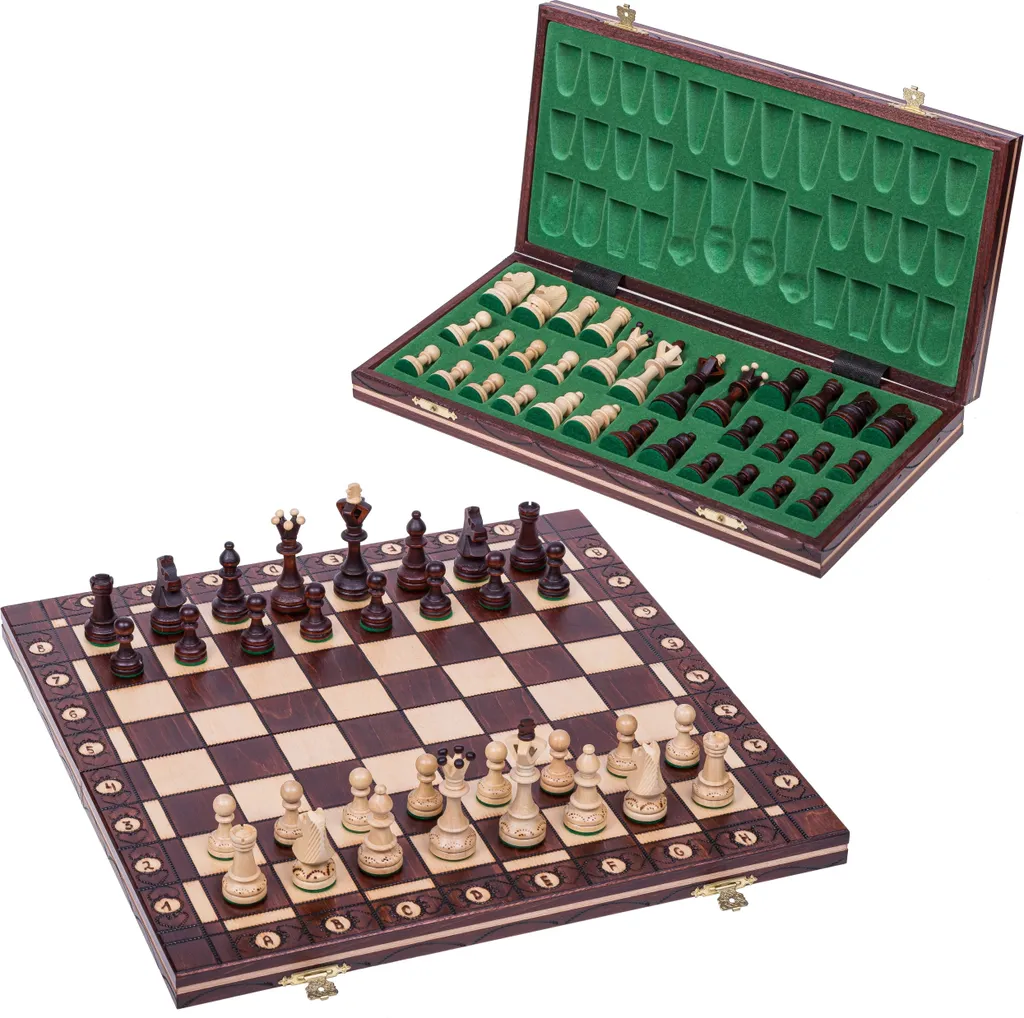 Grand Jeu d'Échecs pour Salon - Échiquier en Bois 41 cm Idéal Cadeau
