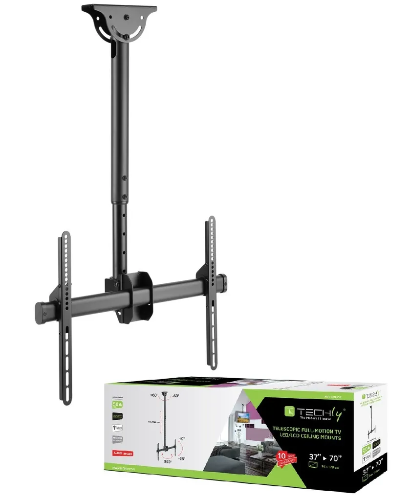 Support Plafond TV Télescopique à Bras Long pour Écran LCD et LED - 19