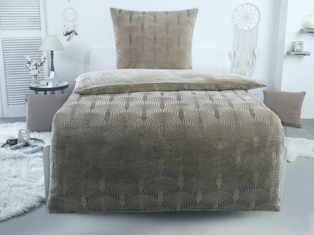 Bettwäsche Winter Flausch Cashmere Touch Uni Wende warm 2 teilig 135x200 mit RV Farbe Artdeco