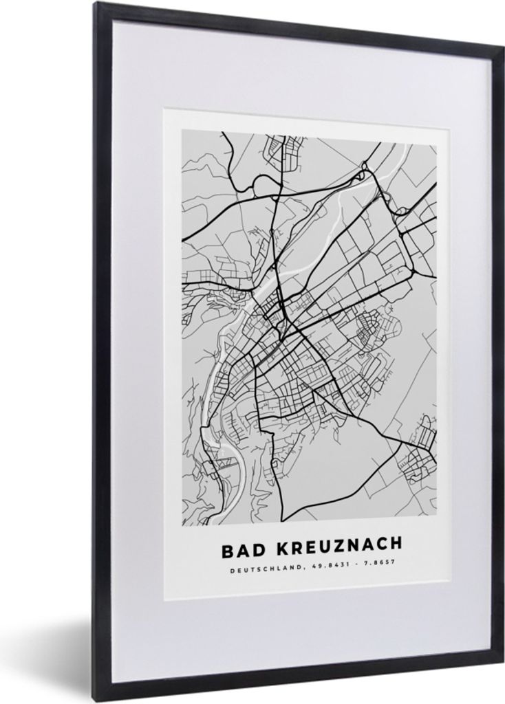 MuchoWow® Gerahmtes Poster Stadtplan - Bad Kreuznach - Produktbild 