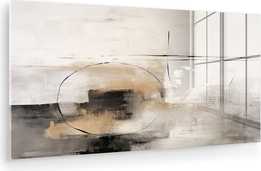 MuchoWow Glasbilder - Bilder auf Wandbild - Foto auf Glas Kunst - Abstrakt - Grau - Industriell 40x20 cm Wanddekoration aus Glas - Acrylglasbild - ...