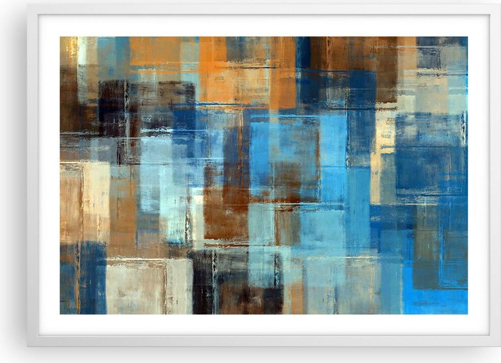 Gerahmtes Poster - Weißer Rahmen - Abstraktion modern - 70x50 cm - Wand Bild - Wanddeko - Wandbilder - Kunstposter - Wandposter - Bilderrahmen - B...