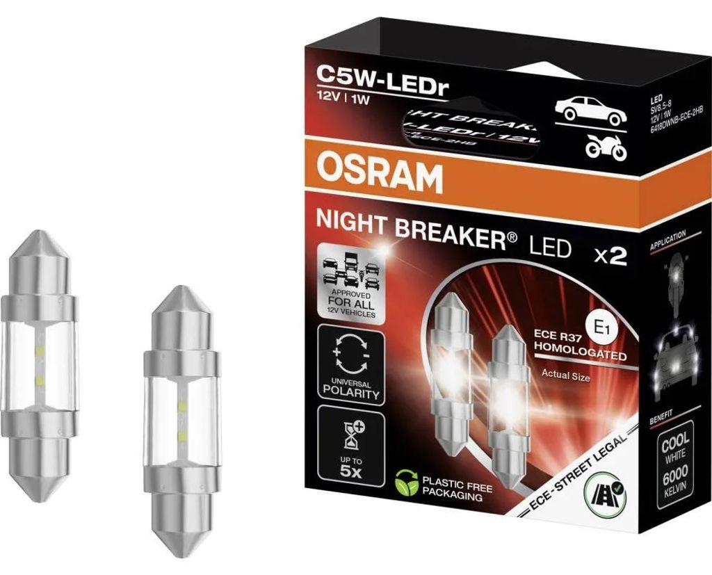 LED C5W 12V SV8.5-8 1W legálna LED 6000k 2ks (36 mm) Obrázok produktu 