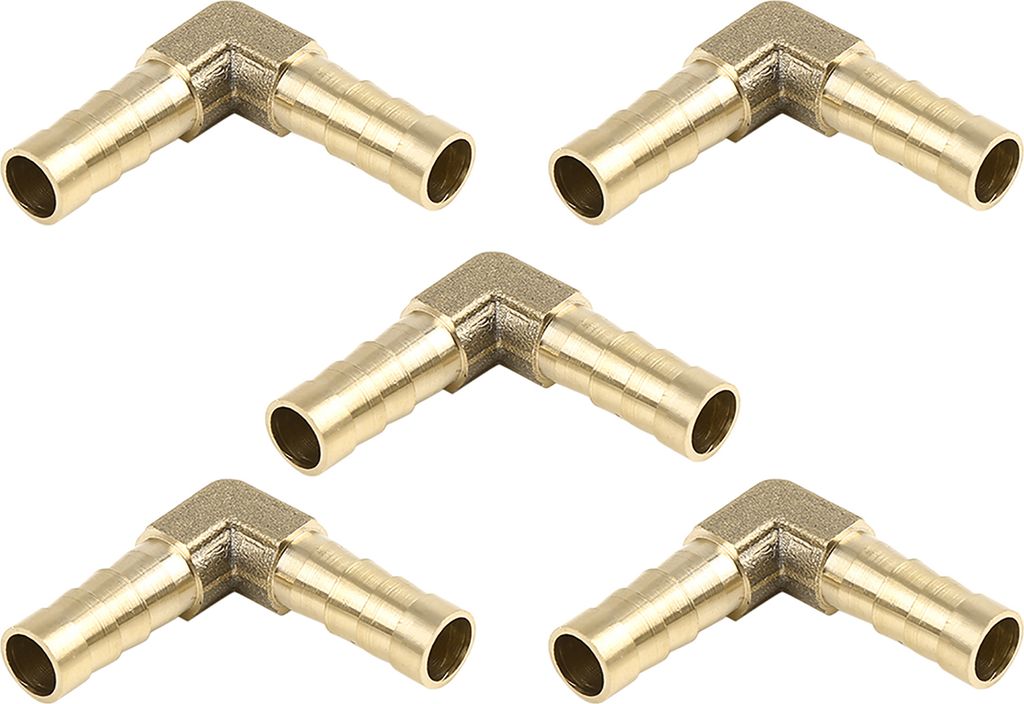 5Stk. Messing-Schlauchanschluss 90Grad Stecker Verbinder Widerhaken Knierohr für Luft Wasser Gas 8mm