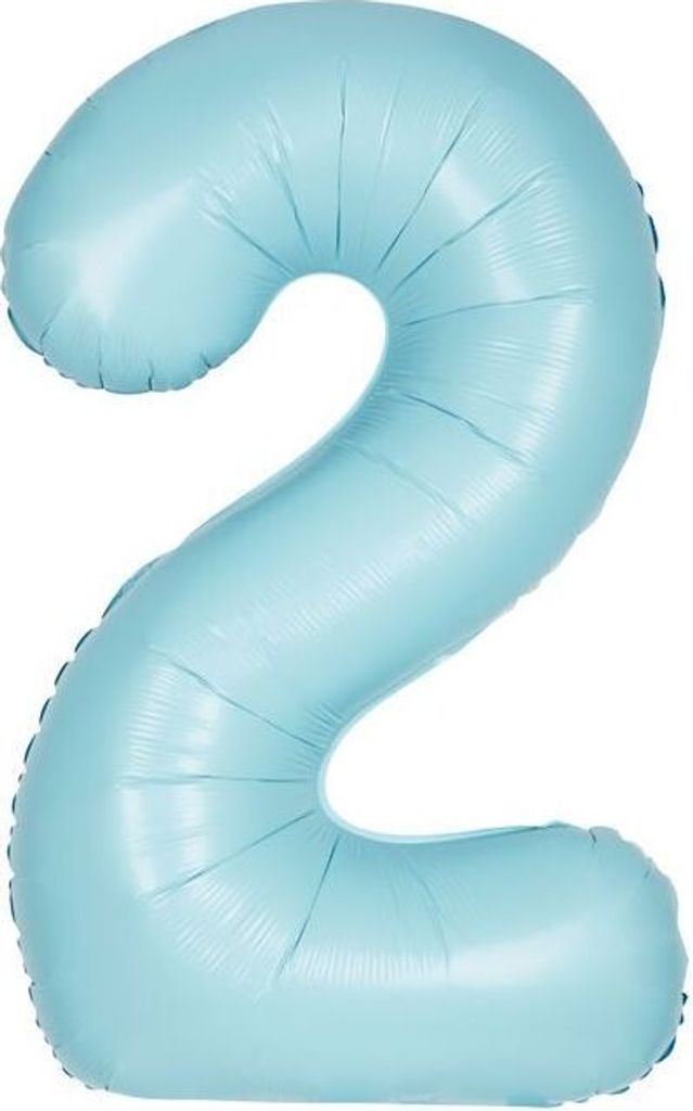 XL Folienballon hellblau matt Zahl 2
