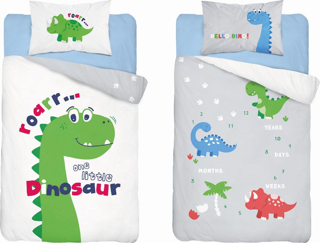 Babybettwäscheset 90x120 Dino BAUMWOLLE Produktbild 
