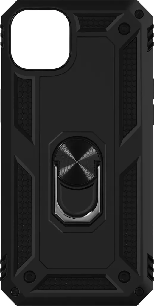 Custodia iPhone 15 Plus Nera: Cover Ibrida con Supporto Anello Metallo