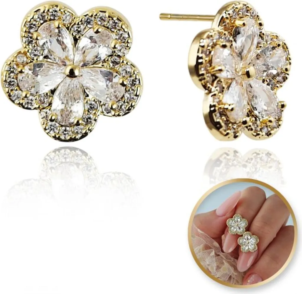 Orecchini Flamenco Mystique in acciaio chirurgico placcato oro 14k con puzet in argento con zirconia cubica S925 KST3338