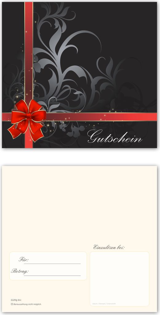 200 Stück Premium Geschenkgutscheine schwarz für jeden Bereich geeignet, 4-seitig als Klappkarten, ( GUT-798 ) , ein super Produkt für Ihre Kund...