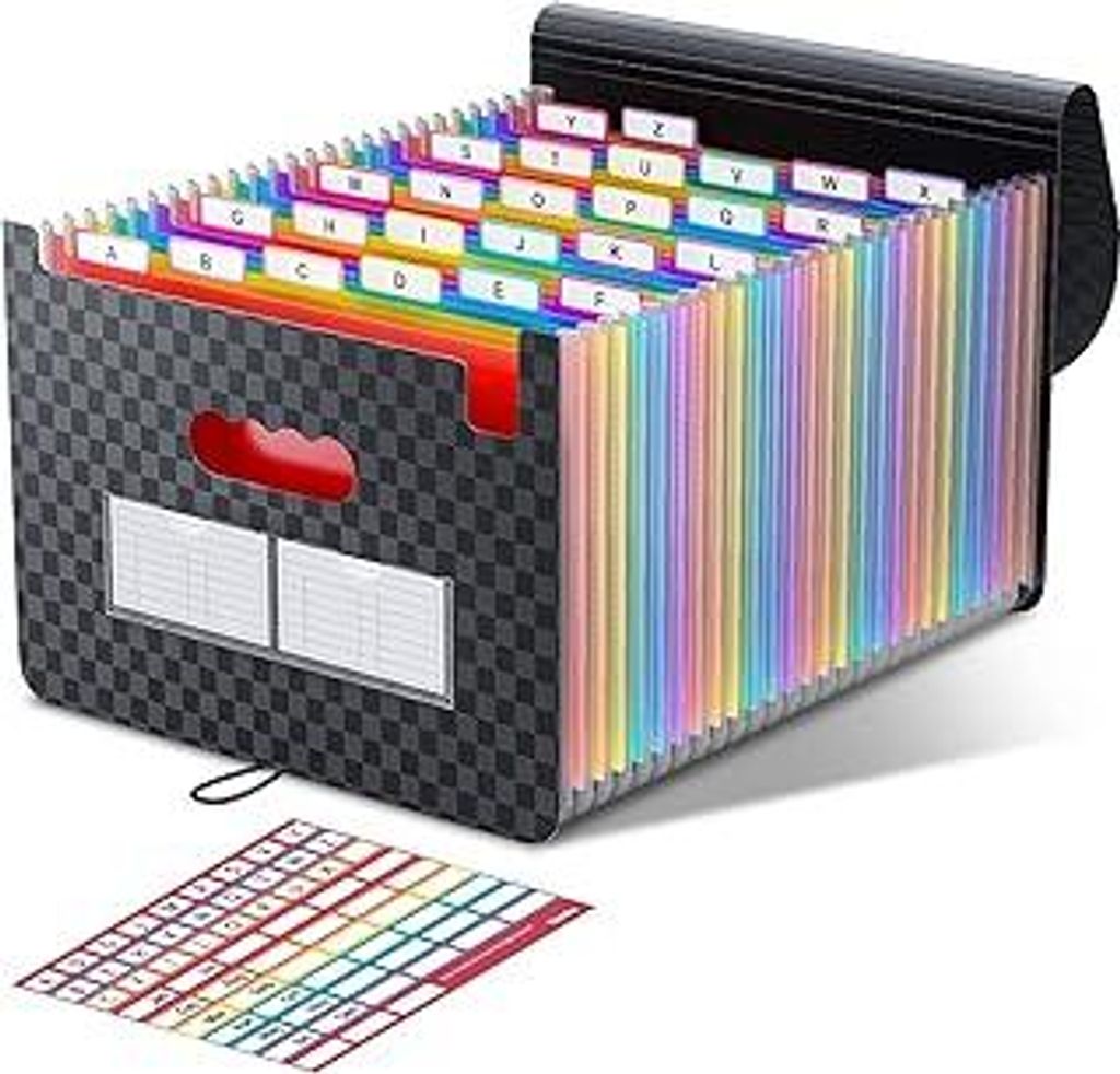 ThinkTex Dokumentenmappe A4, 26 Taschen Erweitern Dateiordner Große Raum Fächermappe Datei Organizer Aktenordner Box Akkordeon Ordner Tragbar Sor...