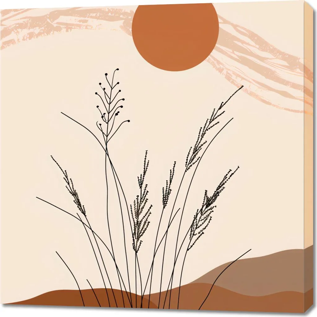Décoration Murale Carrée 90x90 cm Image Tiges dorées pour Salon Moderne