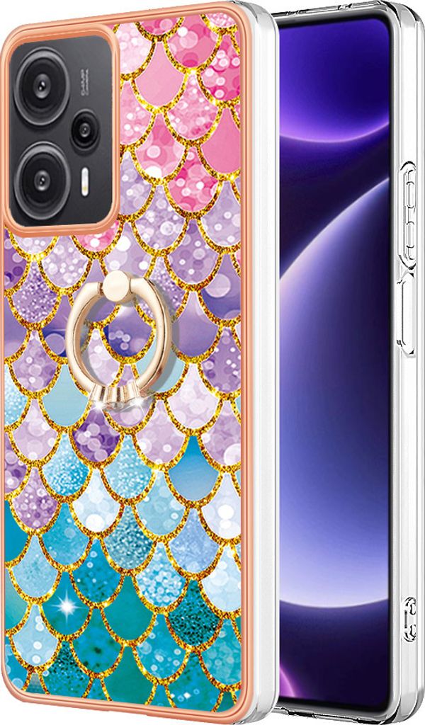 Hülle für Xiaomi Poco F5 /Redmi Note 12 Turbo Muster TPU Silikon Stoßdämpfer Bumper Schutzhülle mit Ring Ständer Bunt
