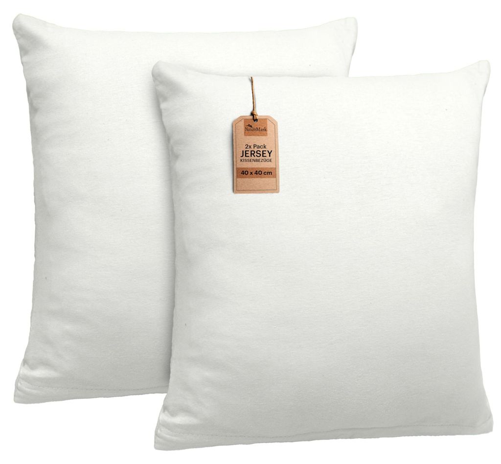 set di 2 copricuscini 100% cotone 40x40 cm bianco naturale Immagine del prodotto 
