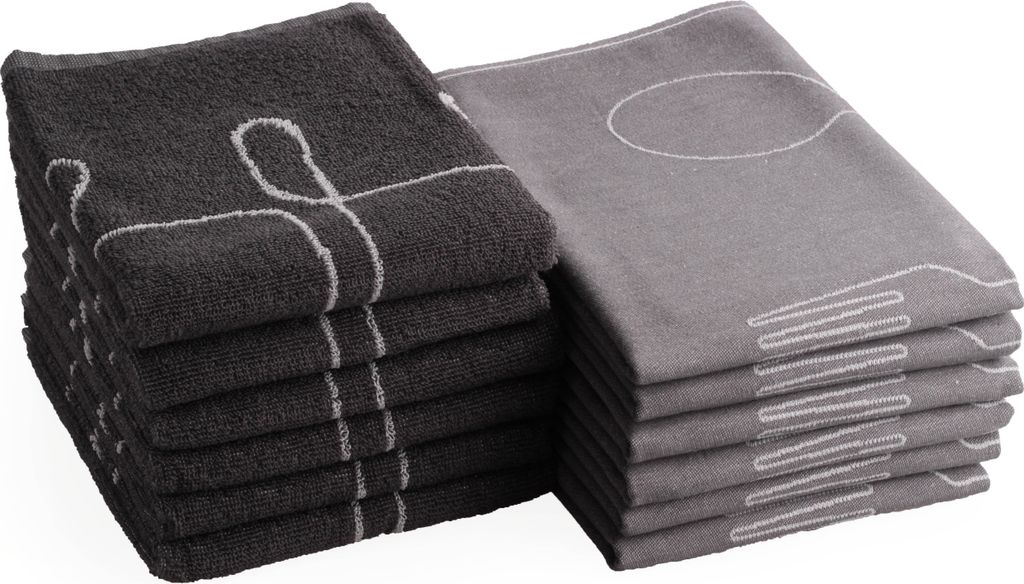 DoubleDry 12er Set Geschirrtücher und Küchtentücher Set - Produktbild 