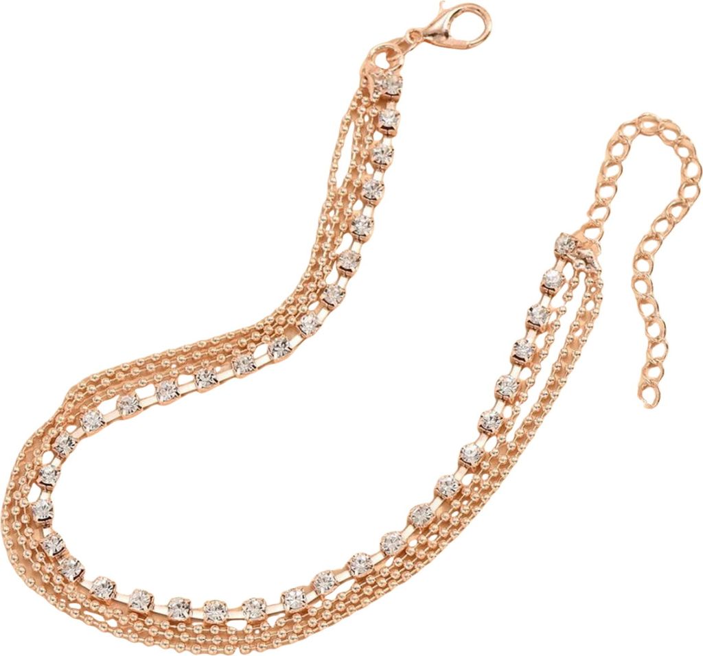 Fußkettchen für Damen, mehrlagig, Strass-Dekor, verstellbare Länge, poliert, Damen-Fußkettchen, Fußkettchen, Geburtstagsgeschenk, Jahrestagsge...