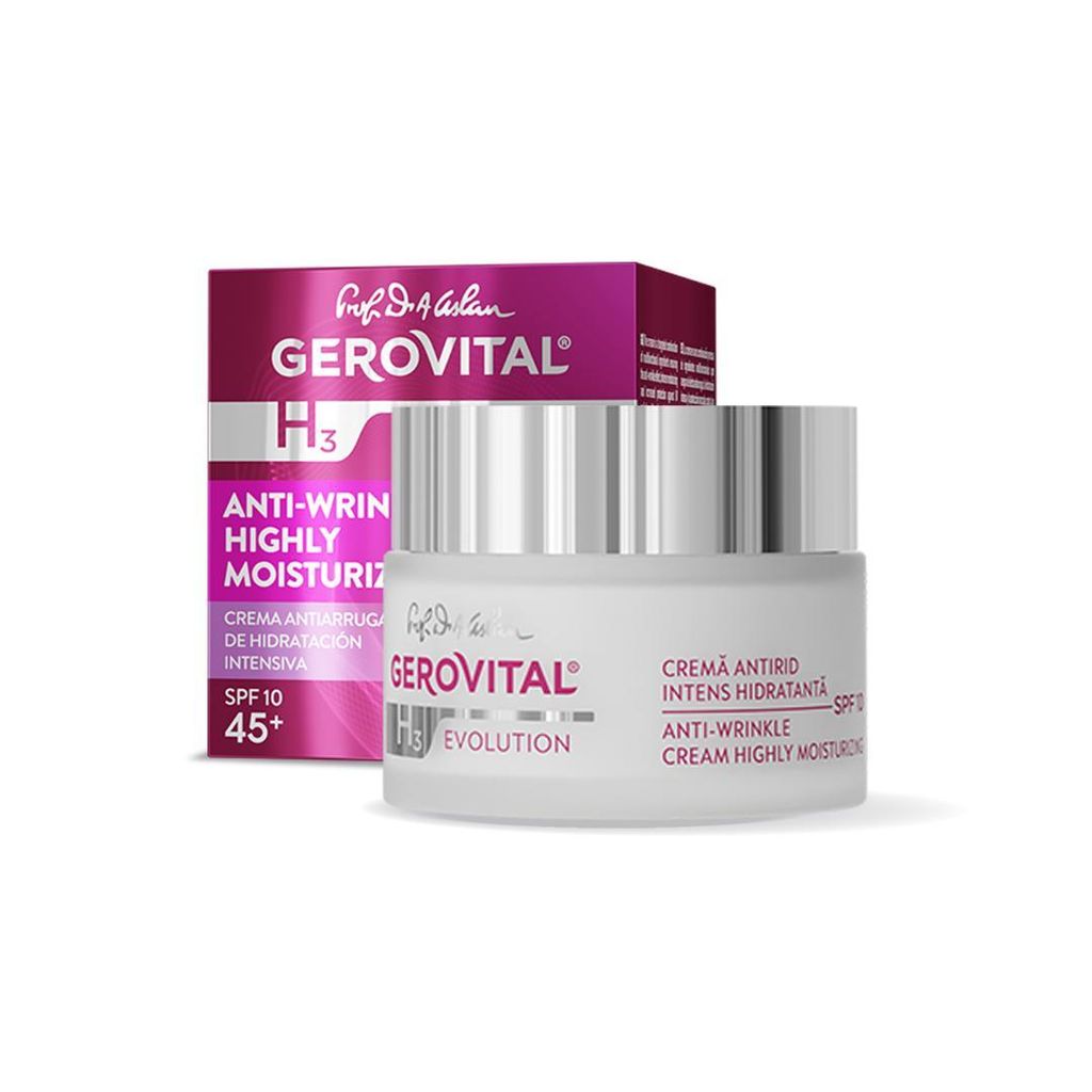 Gerovital H3 Anti-Falten Creme LSF 10 – intensive Feuchtigkeit, Schutz vor UV, Anti-Age & glatte Haut, 50 ml