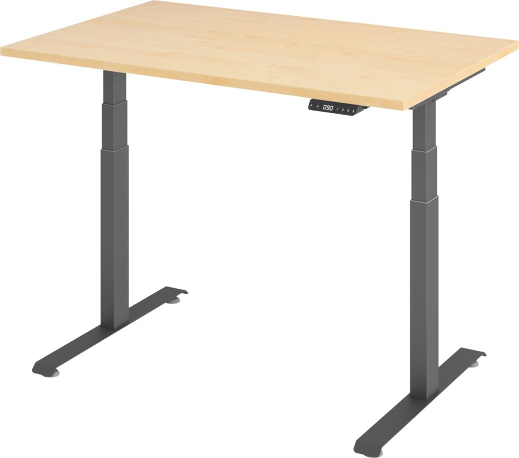 bümö Schreibtisch elektrisch Lite - Nachbildung Ahorn, Größe: 120 x 80 cm, Gestell: Graphit