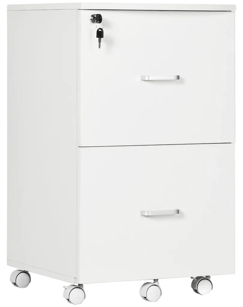 Meuble de bureau verrouillable en MDF, caisson de rangement à roulettes
