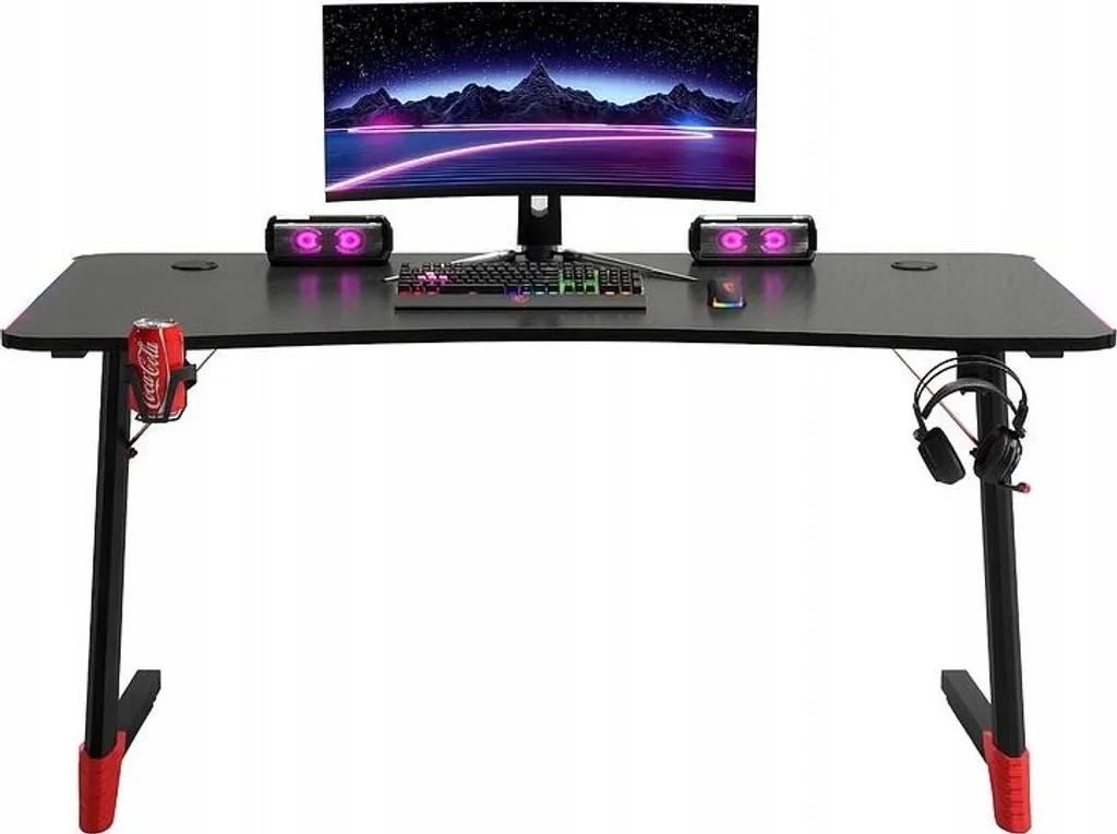 Scrivania da Gioco Nera 140x60 Ekspand - LED RGB e Design Ergonomico - 2