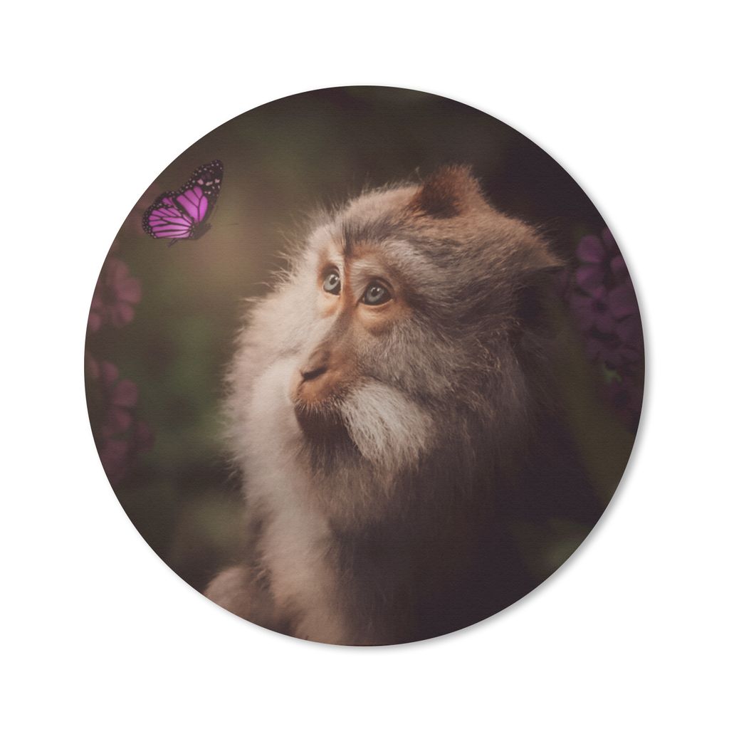 MuchoWow Mauspad Mousepad Schmetterling - Affe - Natur 50x50 cm - Mousepads - Maus Mat - Pad - Mausunterlage - Vinyl