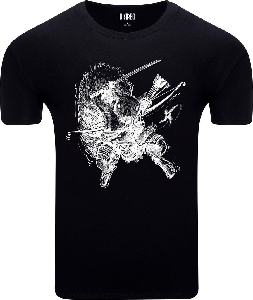 Diarbo Herren T-Shirt mit Japanisches Muster Druck Ninja-Eichhörnchen Schwarz Gr.L