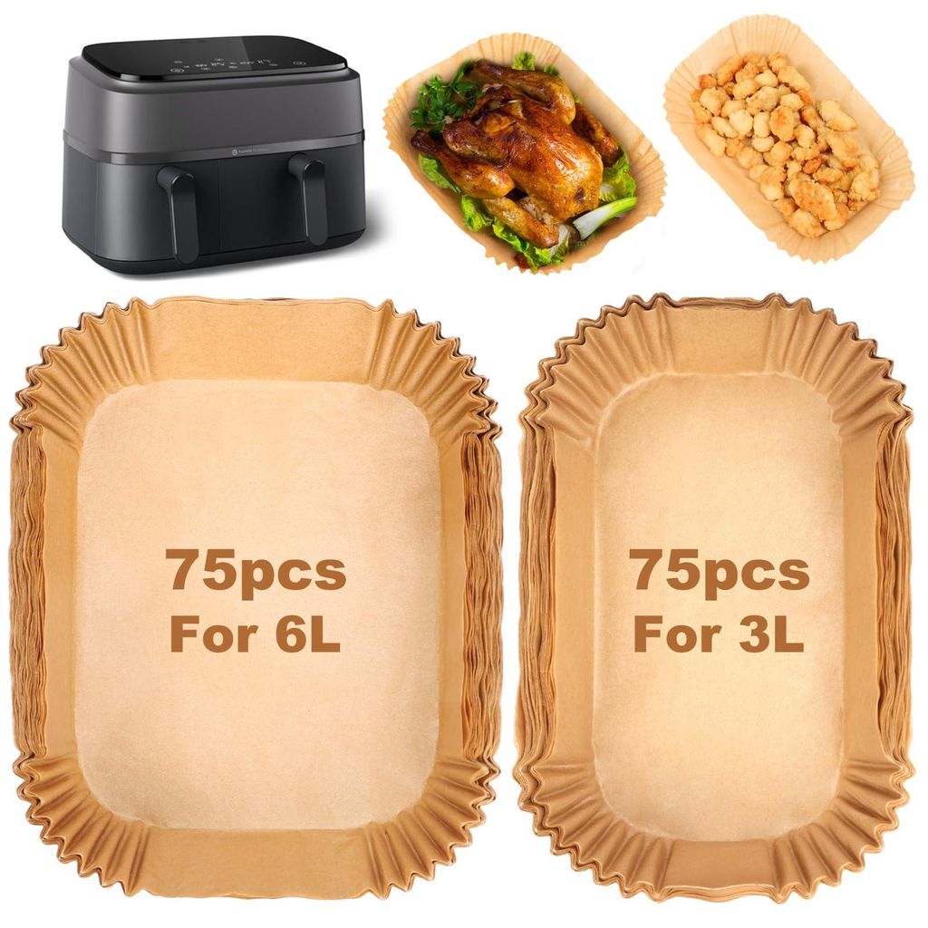 Backpapier für die Philips Dual Basket 3000 Heißluftfritteuse, Tefal Dual Easy Fryer 5,2/3,1 L, Zubehör für die Philips/Tefal Heißluftfritteus...